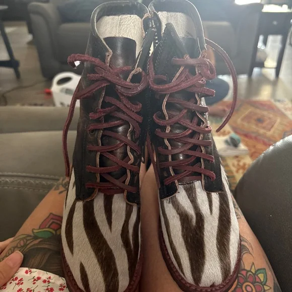 Freebird by Steven Zebra Print Ankle Boots - Picture 1 of 5